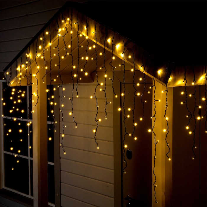 Гирлянда «Бахрома» 3 × 0.9 м, IP44, УМС, тёмная нить, 232 LED, свечение тёплое белое, 220 В - Фото 1
