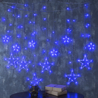 Гирлянда «Бахрома» 2.4 × 0.9 м с насадками «Звёзды», IP20, прозрачная нить, 138 LED, свечение синее, 8 режимов, 220 В - Фото 1