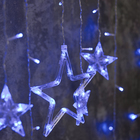 Гирлянда «Бахрома» 2.4 × 0.9 м с насадками «Звёзды», IP20, прозрачная нить, 138 LED, свечение синее, 8 режимов, 220 В - Фото 2