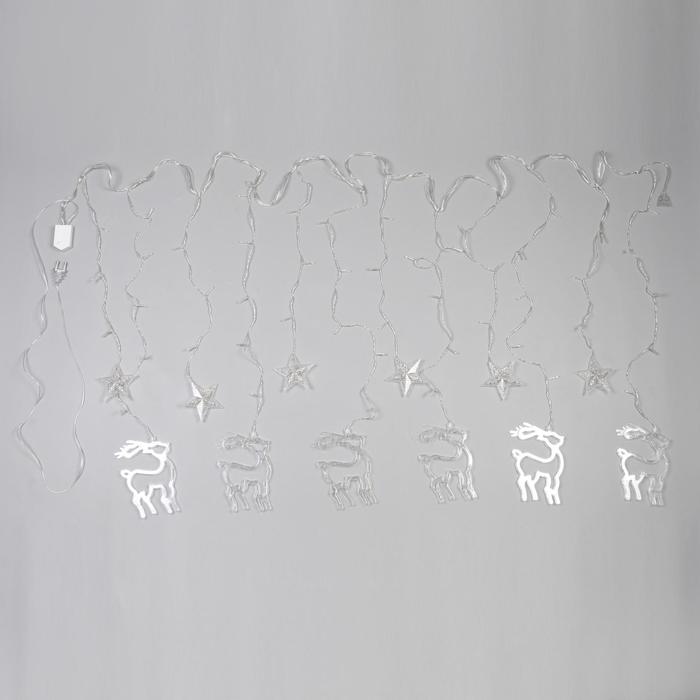 Гирлянда «Бахрома» 2.4 × 0.9 м с насадками «Олень», IP20, прозрачная нить, 138 LED, свечение тёплое белое, 8 режимов, 220 В - фото 1908340394
