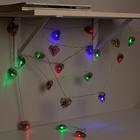 Гирлянда "Нить" 4 м с насадками "Сердце проволока", IP20, прозрачная нить, 20 LED, свечение мульти, 8 режимов, 220 В - Фото 3