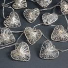 Гирлянда «Нить» 4 м с насадками «Сердце проволока», IP20, прозрачная нить, 20 LED, свечение белое, 8 режимов, 220 В - Фото 2