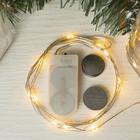 Гирлянда "Нить", 3 м, "Роса", LED-30-6V, (LR2032 2 шт.в комплекте), 1 режим, серебристая нить, свечение тёплое белое - Фото 5