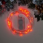 Гирлянда "Нить" 3 м роса, IP20, серебристая нить, 30 LED, свечение красное, фиксинг, 2 х CR2032 - Фото 1