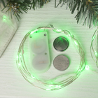 Гирлянда "Нить", 3 м, "Роса", LED-30-6V, (LR2032 2 шт.в комплекте), 1 режим, серебристая нить, свечение зелёное - Фото 3