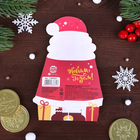 Шоколадная монета на фигурной открытке "С Новым годом" Дед Мороз - Фото 2