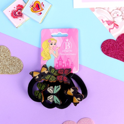 Резинки для волос «Деревяшечка», набор 6 шт., бабочка