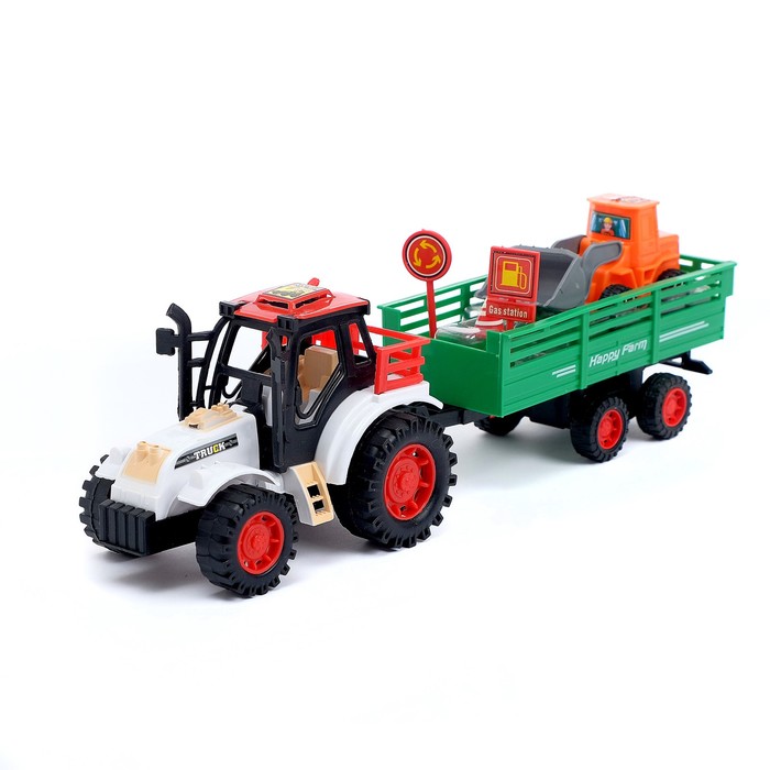 Трактор инерционный «Фермер», с прицепом, цвета МИКС - фото 1905433827
