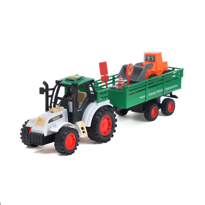 Трактор инерционный «Фермер», с прицепом, цвета МИКС - фото 1905433823