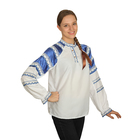 Русская народная женская рубаха, воротник-стойка, рукав реглан, с синей тесьмой, р-р 42, рост 170 см - Фото 1