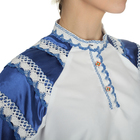 Русская народная женская рубаха, воротник-стойка, рукав реглан, с синей тесьмой, р-р 50, рост 170 см - Фото 3