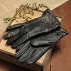 Перчатки мужские, размер 11.5, волны, подклад шерсть, цвет чёрный - Фото 1