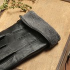 Перчатки мужские, размер 11, строчка-волна, подклад флис, цвет чёрный - Фото 3