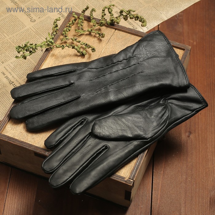 Перчатки мужские, размер 12, волны, подклад флис, цвет чёрный - Фото 1