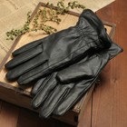 Перчатки мужские, размер 12, гладкие, резинка, подклад флис, цвет чёрный - Фото 1
