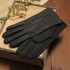 Перчатки мужские, размер 10.5, строчки, подклад флис, цвет чёрный - Фото 1