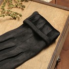 Перчатки мужские, размер 11, строчки, подклад флис, цвет чёрный - Фото 3
