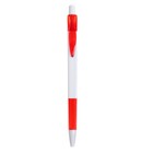 Ручка шариковая, автоматическая, под логотип, белая с красным резиновым держателем и клипом - фото 9178805