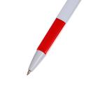 Ручка шариковая, автоматическая, под логотип, белая с красным резиновым держателем и клипом - Фото 2