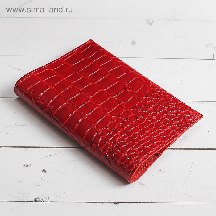Обложка для паспорта, крокодил, цвет красный - Фото 1