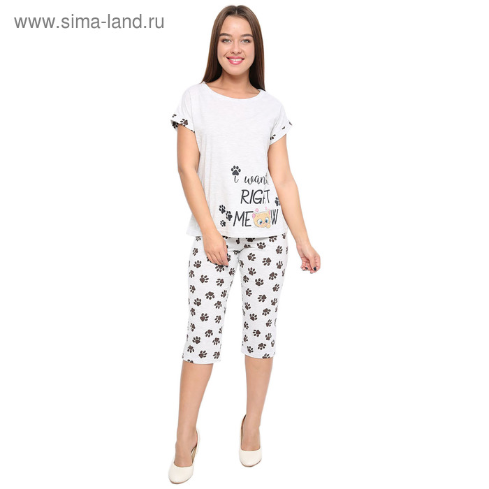 Пижама женская (футболка, бриджи) П-447 цвет МИКС, р-р 42 - Фото 1