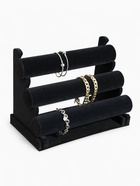 Подставка для часов, браслетов QF, флок, 3 ролика, 31×17.5×23 см, d=5 см, чёрная - Фото 1