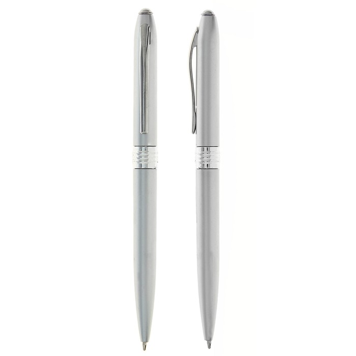 Ручка под логотип Calligrata, шариковая, поворотная, синий стержень, узел 0.7 мм, корпус серебристый металлик - Фото 1