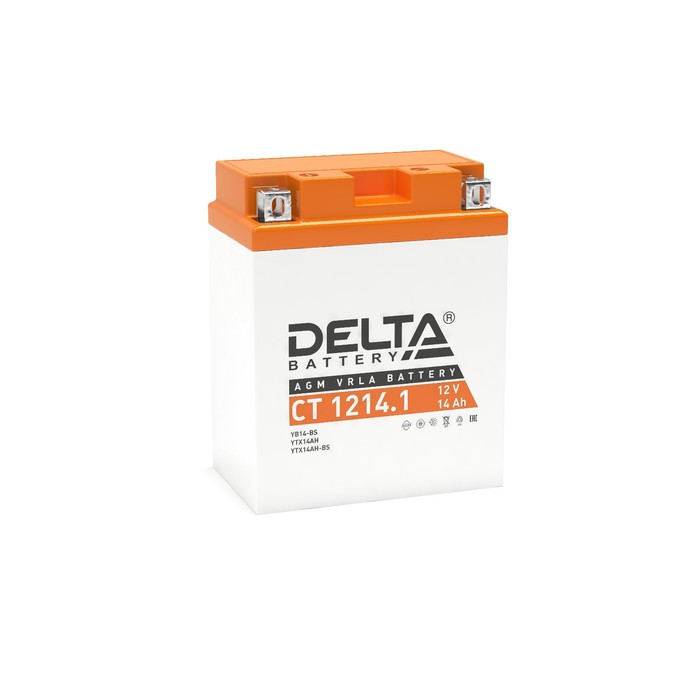 Аккумуляторная батарея Delta СТ1214.1 (YB14-BS, YTX14AH, YTX14AH-BS) 12В, 14 Ач прямая (+ -) - Фото 1