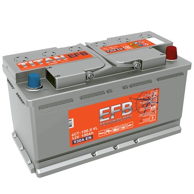 Автомобильный аккумулятор Titan EFB 100 А/ч, обратная полярность