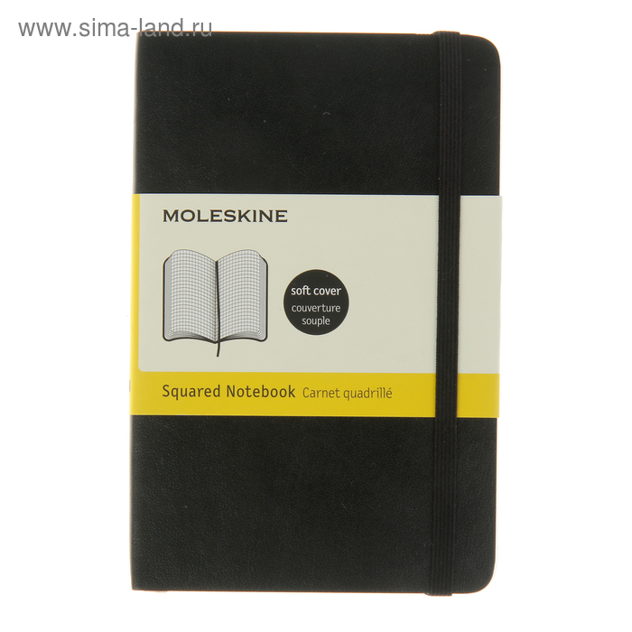 Блокнот 90х140 мм, 96 листов Moleskine Classic Soft, мягкая обложка, тонированный блок в клетку, чёрный - Фото 1