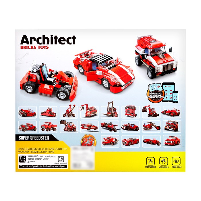 Конструктор гоночная машина Brick Architect, 23 в 1, 278 деталей, 6+ - фото 1905434568