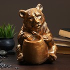 Копилка "Медведь с бочонком" бронза 20х27х30см - Фото 1