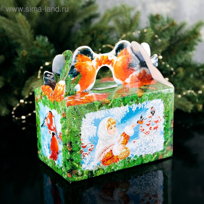 Коробка подарочная"Кормушка снегири", с окном, 20,5 х 12,3 х 22 см - Фото 1