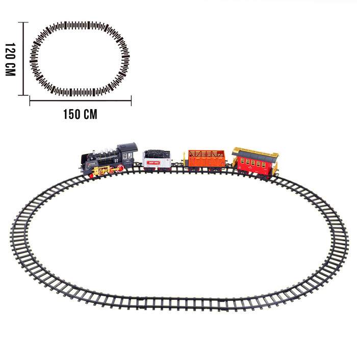 Железная дорога «Классика», свет и звук, с дымом, работает от батареек - фото 1899560971