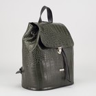 Рюкзак молодёжный, 1 отдел на шнурке, наружный карман, крокодил, цвет тёмно-зелёный - Фото 1