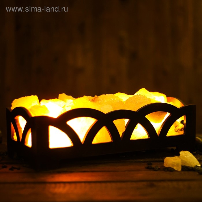 Соляной светильник "Камин", цветной, деревянный декор, 8 кг - Фото 1