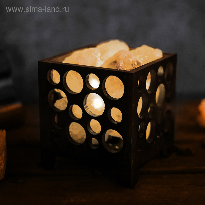 Соляной светильник "Корзина", круги, деревянный декор, 1,5 кг - Фото 1