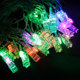УЦЕНКА НИТЬ, 5 м, с насад. “Прищепки”, Н.С. LED-20-220V, моргает, МУЛЬТИ
