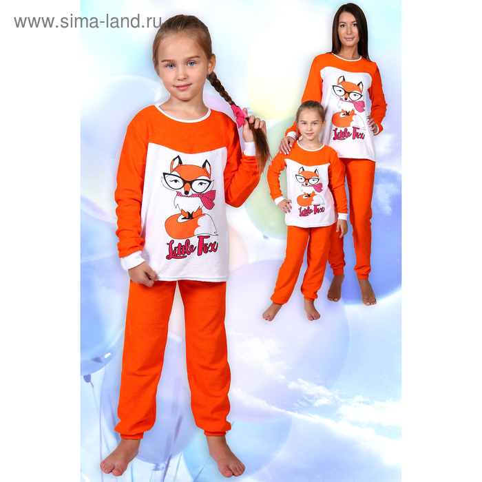 Комплект для девочки (кофта, брюки) Хитрюля цвет оранжевый, р-р 30 - Фото 1