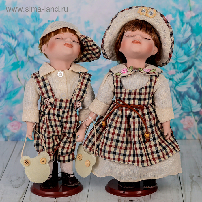 Кукла коллекционная парочка поцелуй набор 2 шт "Зимняя Шотландия" 30 см - Фото 1