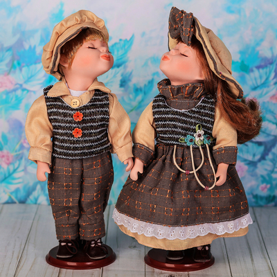 Кукла коллекционная парочка поцелуй набор 2 шт "Таня и Влад" 30 см