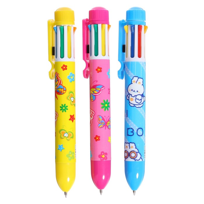 Ручка шариковая многоцветная Calligrata, автоматическая, 8 цветов, МИКС - Фото 1