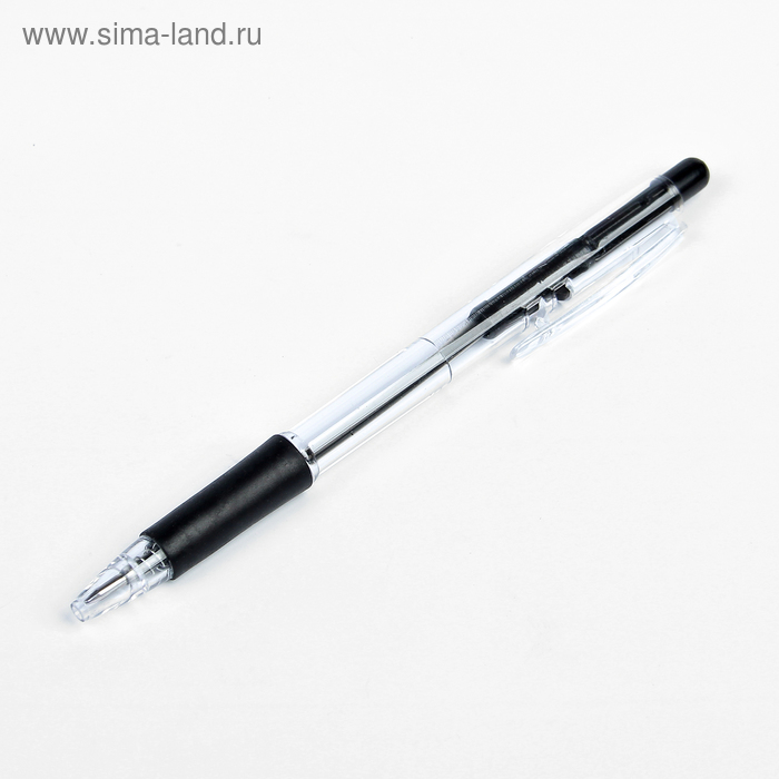 Ручка шариковая, 0.5 мм, стержень чёрный, корпус прозрачный с резиновым держателем, МИКС - Фото 1