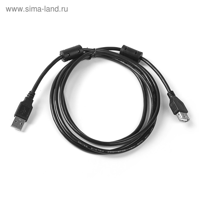 Кабель-удлинитель интерфейсный 5bites UC5011-018A, USB2.0, A(m)-A(f), 1.8 м, черный - Фото 1