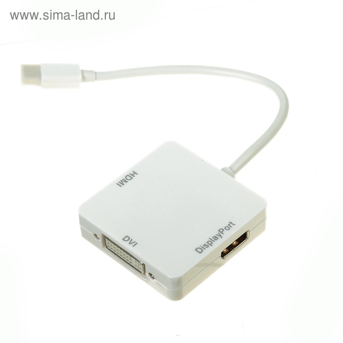 Переходник видео 5bites AP-012, mini DisplayPort(20pin)(m)-HDMI+DVI+DP(f), 0.1 м, белый - Фото 1