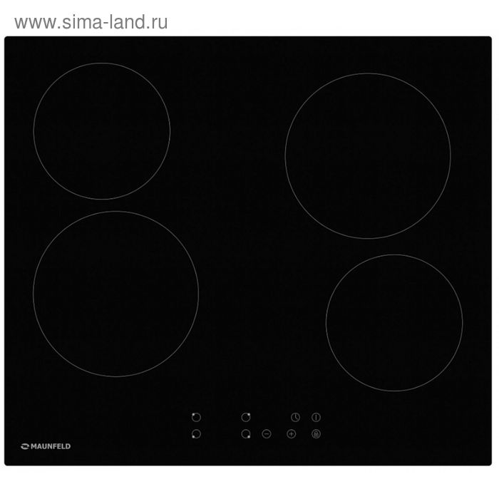 Варочная поверхность Maunfeld EVCE.594-BK, электрическая, 4 конфорки, сенсор, чёрная - Фото 1