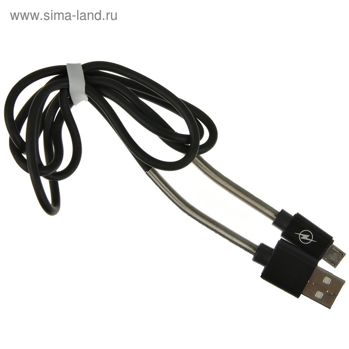 Кабель Krutoff, microUSB - USB, усиленный разъем, 2.1 А, 1 м, черный - Фото 1