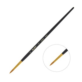 Кисть Синтетика, круглая, Жесткая, укороченная вставка, Roubloff серия 1317 № 6, ручка длинная чёрная матовая, жёлтая обойма
