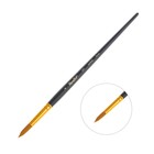 Кисть Синтетика, круглая, Жесткая, укороченная вставка, Roubloff серия 1317 № 8, ручка длинная чёрная матовая, жёлтая обойма - фото 318021825