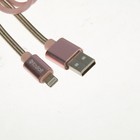 Кабель Krutoff, Lightning - USB, усиленный разъем, 2.1 А, 1 м, розовый - Фото 2